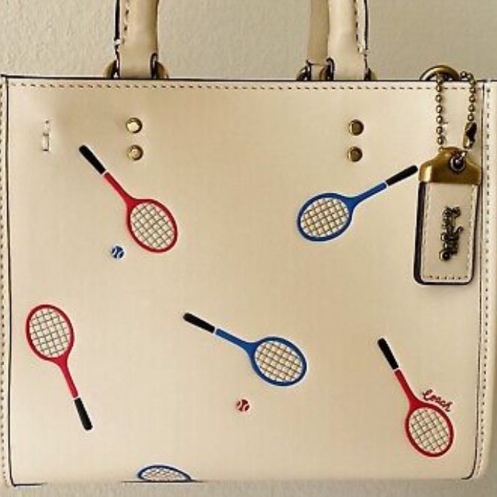 COACH IVORY ROGUE 17 WITH TENNIS RACQUET PRINT small cross body bag